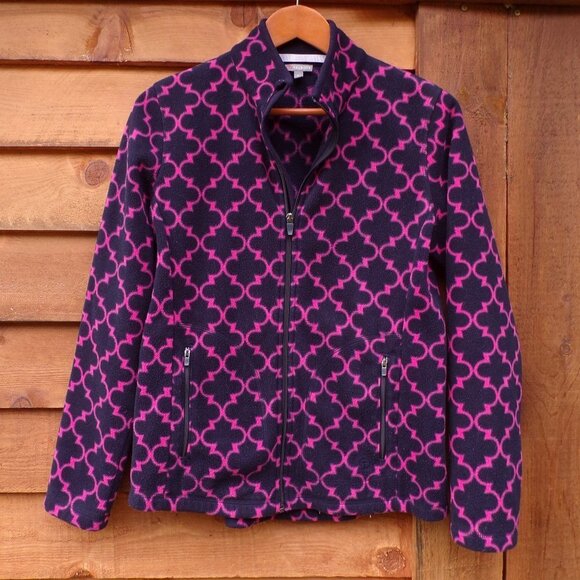 Talbots Jackets & Blazers - Talbots Women's Full-Zip Fleece Jacket Size M Long Sleeve Zip Pockets Blue Pink